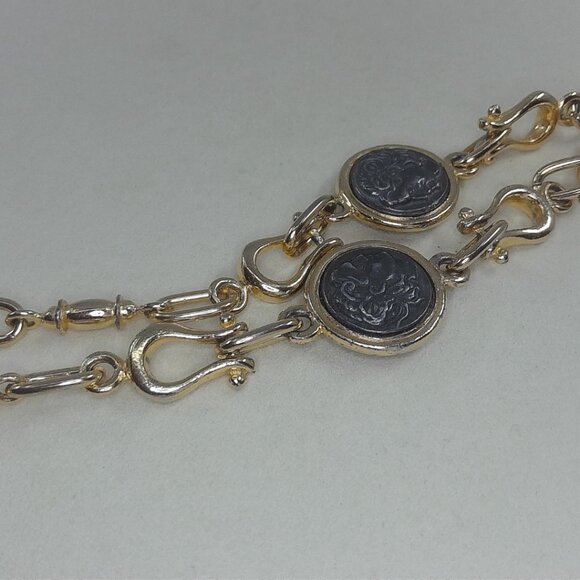 Vintage Gold-Tone Long Chain Necklace w/ Double-Sided Coin Medallions – 35" - Picture 4 of 4